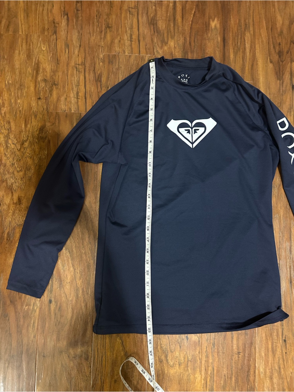 Roxy Women’s Navy Blue Long Sleeve Rash Guard with White Logo - Picture 4 of 8